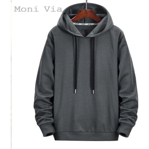 2021 New Mens Sweatshirt Autumn Simple Version Solid Color Long-Sleeve Loose Hoodie For Men Casual Fashion Male Wearing Clothes