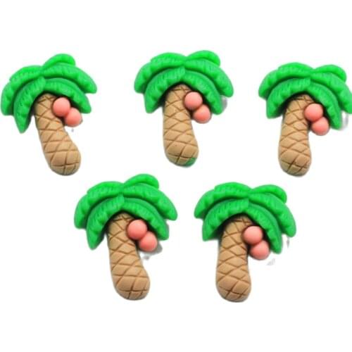 Novelty 20x25MM coconut tree Flatback Resin Cabochons Miniature Art DIY Hair Clip Decoration Home Figurine Crafts
