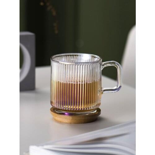Tableware Supplies Thickened Glass Cup Breakfast Milk Cup Coffee mug With Bamboo Lid