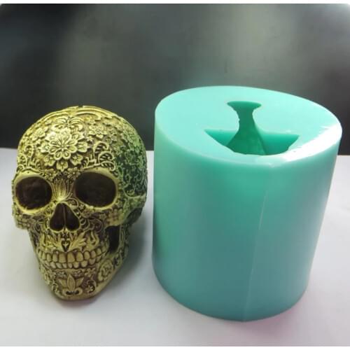 QT0006 Silicone Mold eyebrows with flowers skull Silicone Soap Mould 3d Handmade Candle Mold Food Grade Silicone mould PRZY
