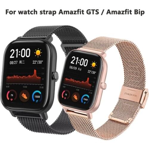 Watch Strap For Amazfit GTS Mini /GTS 2 Stainless Steel Mesh Watch Band for Amazfit GTS / Amazfit Bip / Amazfit Bip Lite Bracele