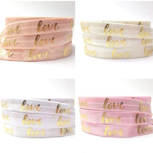 5/8" (5 yards/lot) Cute Love Valentines Day FOE Elastic Band Hair Tie Wedding Decor,DIY Hair accessories Crafts