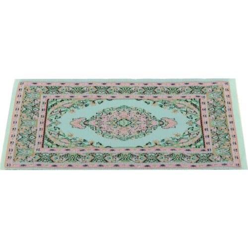 Handmade Miniatures Rug Turkish Style Carpet Floor Covering, Dollhouse Accessory and Furniture, Vintage Style Creen Color