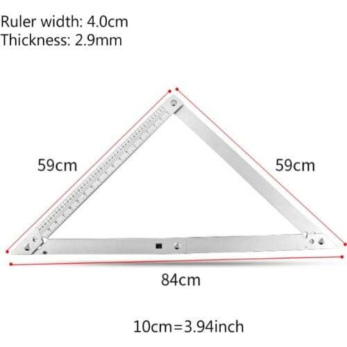 45 Degree Foldable Carpenter Square Triangle Ruler，Aluminum Alloy Angle Ruler, Measurement Tool for Woodworking M89B
