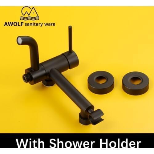 Shower Mixer Tap Hot And Cold Shower System Wall Mounted Black Color Valve Mixer Bathroom Bathtub Faucet Basin Faucet AH3003