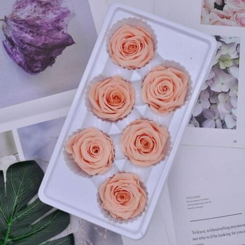 Preserved Flower Immortal Rose Flower 5-6cm DIY Eternal Life Flower Valentine Wedding Material 6pcs / Box