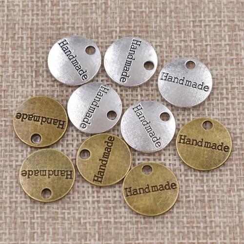 100pcs Vintage Handmade Metal Labels For Garment Handmade Craft Bag Shoes Hat Tags DIY Sewing On Labels Apparel Accessories