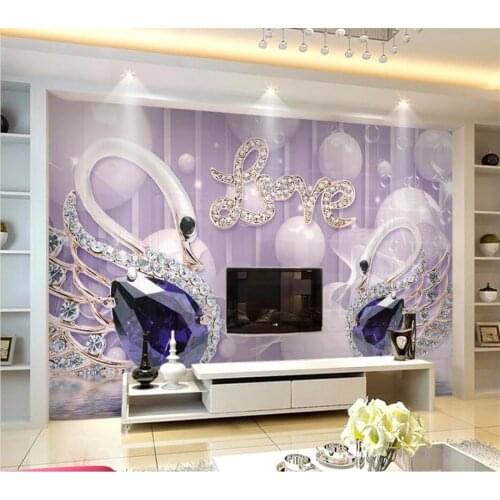 Wellyu Customized large murals fashion home improvement LOVE swan jewelry background wall wallpaper papel de parede