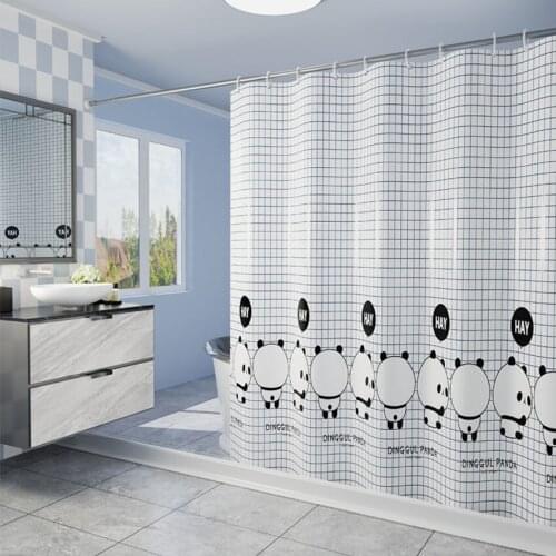 Thicken Polyester Shower Curtain Plaid Panda Printed Stocked Eco-Friendly Bath Shower Cover Household Bathroom for Home Hotel