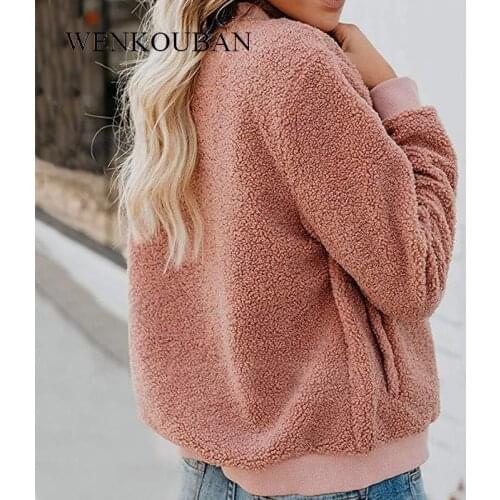 Woman Jacket Winter Coat Fur Fleece Jacket Ladies Zip Up Teddy Coat Warm Female Clothes With Pockets Overcoat chaquetas de mujer