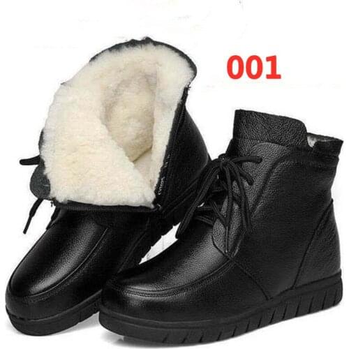 Promotion Top Cowhide Wool Boots Winter Snow Boots 2020 New Fashion Casual Winter Boots Snow Shoes Woman Boots Large Size 35-43