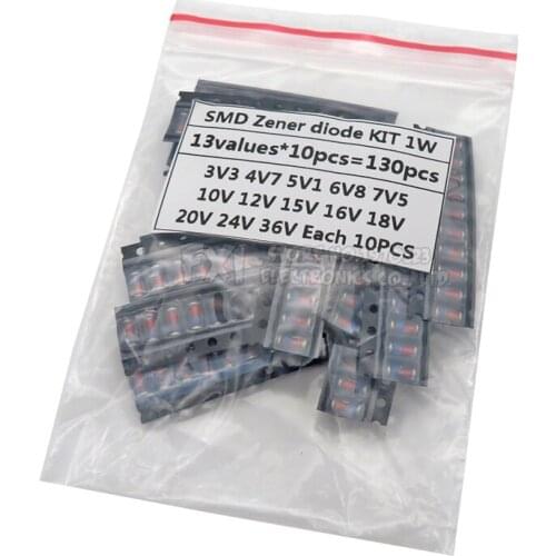 13kinds*10PCS=130PCS LL41 SMD Zener diode KIT 1W 3V3-36V ZM4728A ZM4732A ZM4733A ZM4737A ZM4740A ZM4742A ZM4744A ZM4745A