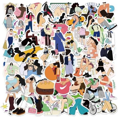 2021 New Arrival 50 Pieces/lot Waterproof Self-adhesive Fashion Girl Phone Laptop Suitcase Stickers DIY Scrapbooking Stickers