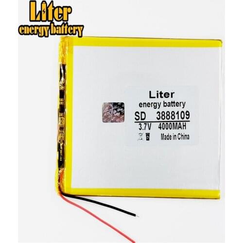 3.7V 3888109 4000mah lithium polymer Rechargeable battery for tablet pc 7 inch 8 inch Lithium polymer battery 3.7V 3888109 PLUG