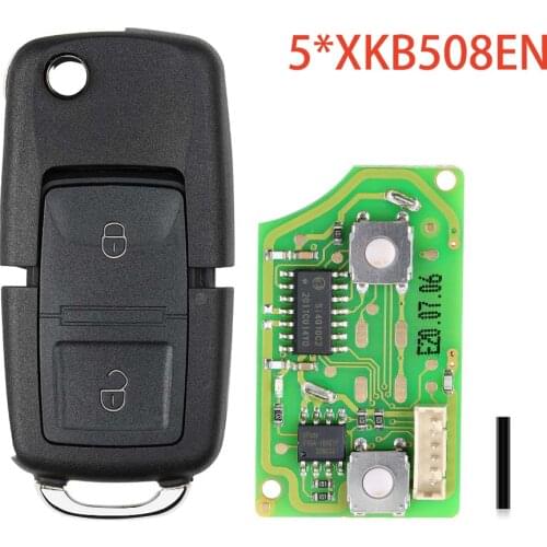5pcs Xhorse XKB508EN Wire Universal Remote Control Key 2 Buttons B5 Style No Transpponder Chip for VVDI Key Tool English Version