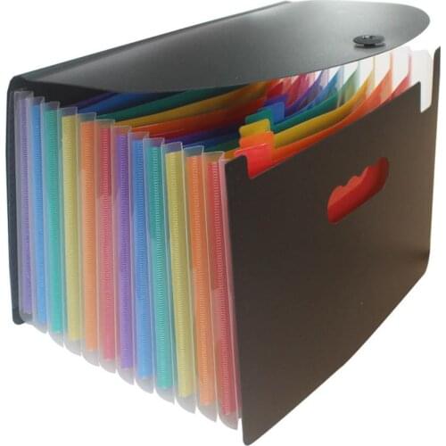 A4 Plastic 13 Pockets Expanding File Folder Office Document Paper Organizer Storage Holder Receipt File Case School Stationery