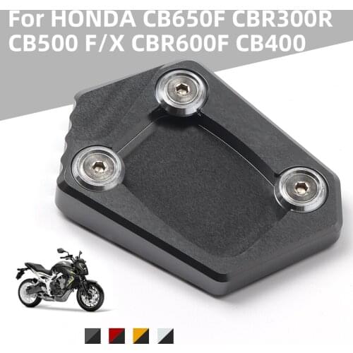 Motorcycle CNC Aluminium Kickstand Side Stand Plate Pad Enlarge Extension Pad For HONDA CB650F CBR300R CB500 F/X CBR600F CB400
