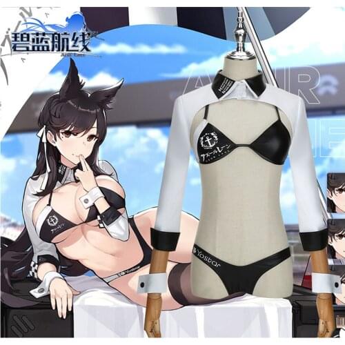 Azur Lane HMS Race Queen Racing Suit Atago Two Piece Swimwear Sexy Top Bra Short Royal Navy Swimsuit Halloween Cosplay Costume