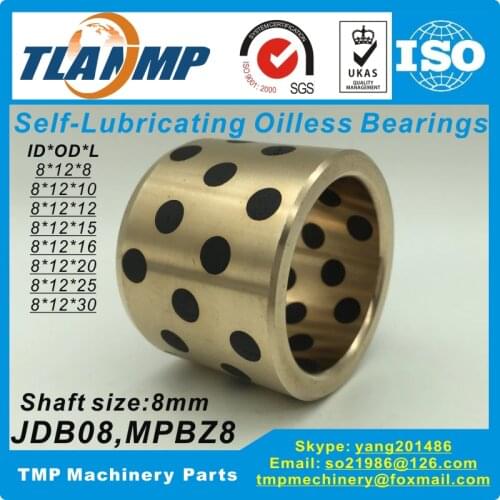 JDB0808/0810/0812/0815 , MPBZ8-8/10/12/15/16/20/25/30 Oilless Bearings ,Graphite self-lubricating Oil Free Bushings