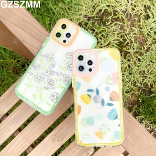 Fresh Flower Phone Case for IPhone 12Pro 12 11 Pro Max XR XS X XS Max 7 8 Plus Shockproof Protective TPU Soft Back Cover Capa