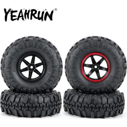 YEAHRUN Black 1.9 inch Plastic Wheel Rims with Rubber Wheel Tires 110mm OD for Axial SCX10 90046 D90 1:10 RC Crawler Car Parts