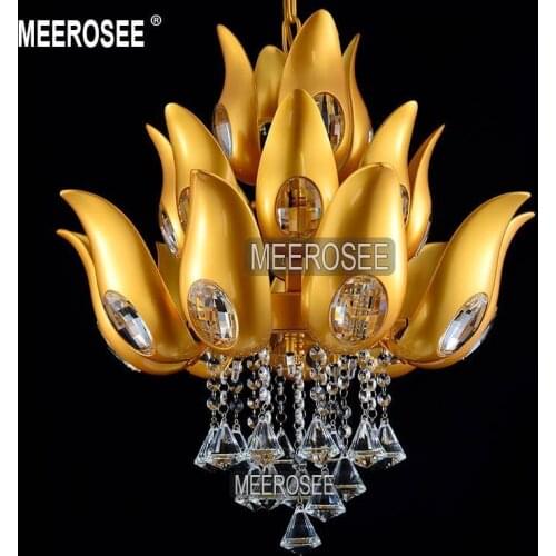 Floral Design Crystals Chandelier Lighting Gold Color Luxurious Luminaria Ustres e Pendentes Para Sala De Jantar Light Fixtures