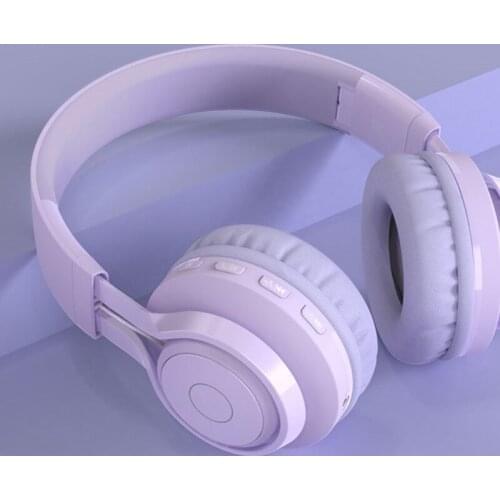 Apricot /Pink /Purple Metal Kids Headphones Blue-tooth Wireless Volume Limited Childrens 10 Meters Head-mounted Headset