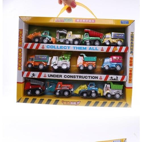 Childrens engineering vehicle set toy Box packaging There are 12 different types of cars inside Boy girl birthday festival gift