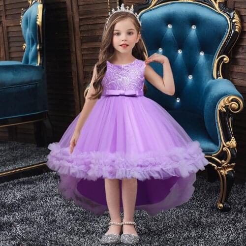 Children Casual Clothing Girls Net Yarn Trailing Puffy Princess Dress for 3-10 Years Girls Wedding / Birthday Elegant Party Gown