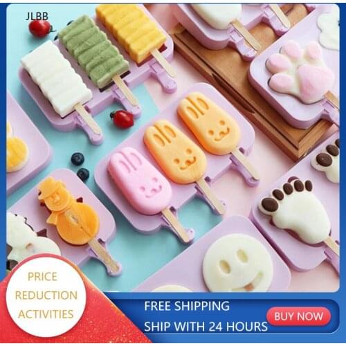 DIY Homemade Cartoon Ice Cream Mold Popsicle Ice Sticks Maker Mould New Silicone Mold With Lid Animals Children Toy Shape