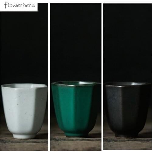 Japanese Style Ceramic Tea Cup Teaware Kung Fu Tea Set Color Glaze Pottery Teacup Retro Scented Cup