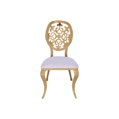 Nordic style home Stainless steel round modern Industrial metal light luxury banquet hall high back dining chair creative