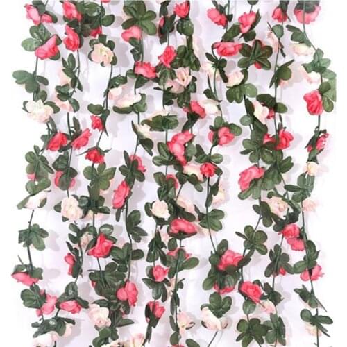 New Artificial Flower Silk Flowers Rose Leaf Garland Vine Ivy Wedding Flower Garden Halloween Christmas Floral Deoration