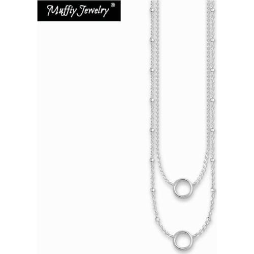 Double Charm Carrier Link Chain Necklace,Europe Style Fashion Good Jewelry For Women,2020 Spring Gift In 925 Sterling Silver