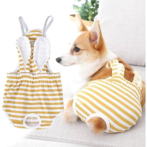 Dog Diaper Reusable Creative Stripe Fashion Adjustable Pet Diaper Dog Sanitary Pantie Pants Jumpsuit