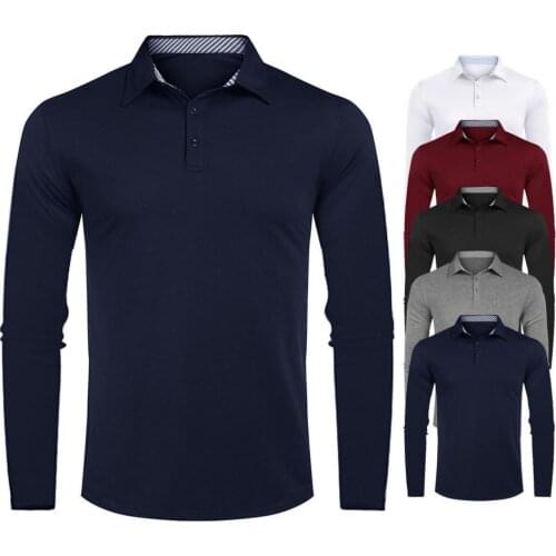 Men Business Basic Blouse Long Sleeve Male Shirt Turn-Down Collar Handsome Solid Color Slim Fit Pullover Shirt Pullover Tops