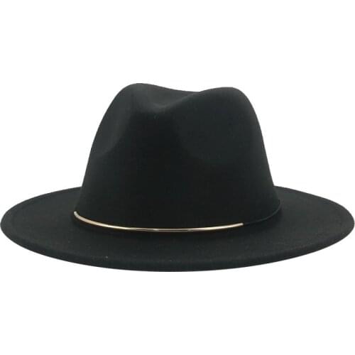 Women hats winter band solid color simple classic fedora hat casual men formal fascinator church white black women men felt hats