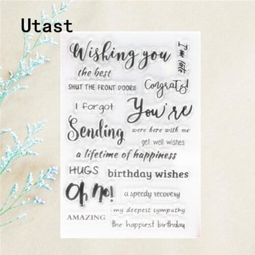 Wishing Greetings Word Clear Silicone Stamps /Transparent Rubber Stamp for DIY Scrapbooking /Photo Album Decorative Craft Making