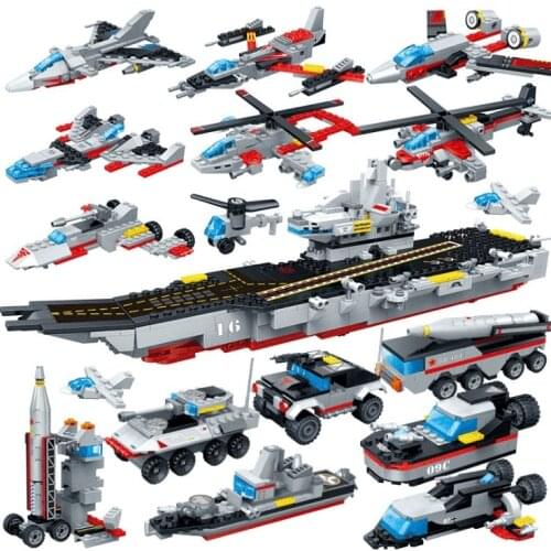 GUDI Building Blocks Armed Craft Tank Air Boat 8 IN 1 Military battleship Eucational Action Finger Building Toys for kids 8709