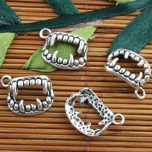 Tibetan Silver color mouth shaped teeth style charms 60pcs EF0094
