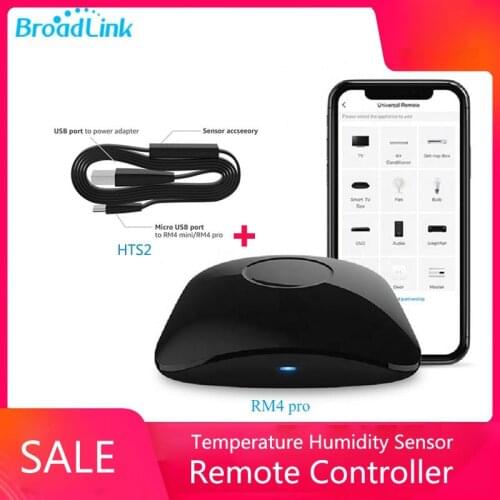 BroadLink RM4 Pro Version Wireless Universal Remote Hub with HTS2 Temp and Humidity Sensor Smart Home Solution