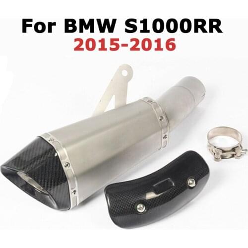 Slip for BMW S1000RR 2015-2016 Motorcycle Exhaust System Mid Tail Pipe Integrated Muffler with DB Killer Heat Shield Cover