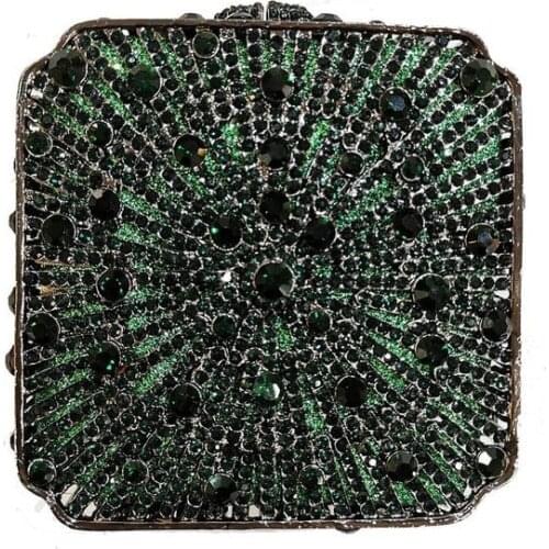 Female green Rhinestone Crystal Evening Bag Women Party clutches Purse floral Wedding Pouch Female pochette Ladies Clutch Bags