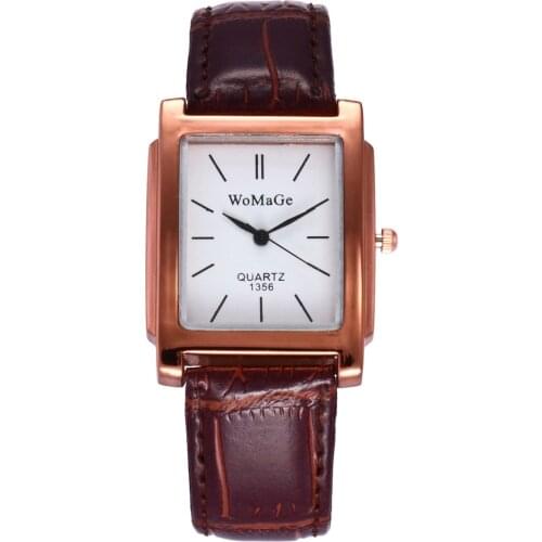2019 Womage Fashon Womens Clock Top Brand Luxury Rectangle Lady Watch Women Pu Leather Strap Female Quartz Reloj Mujer Gift