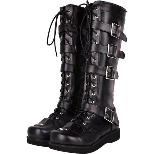 Angelic imprint mori girl Women shoes lady lolita punk motorcycle Boots woman low heels wedges pumps platform shoes 33-47 buckle