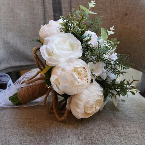 1pc/lot Artificial Wedding Flowers Bridal Bouquets Wedding Bouquet with Flowers Vintage Lace