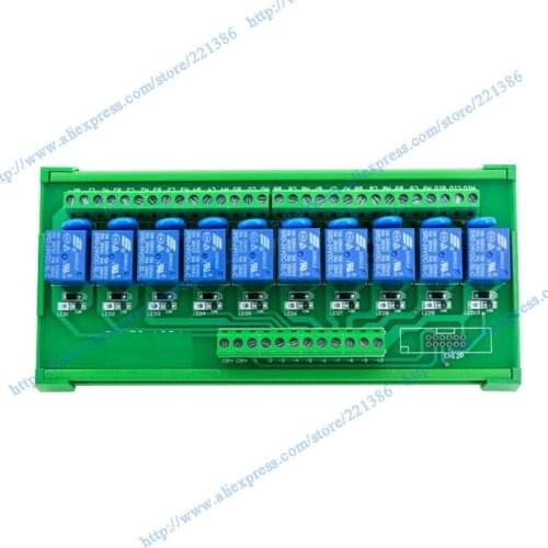 10 channels 6V 10A DIN rail mount Relay Module driver board output amplifier board PLC board relay SRD-6VDC-SL-C NPN