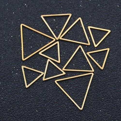 10pcs 3 Size Riangle geometry Gold Open Bezels Hollow Pressed Stainless Steel Pendant Resin Frame Mold DIY Jewelry Finding