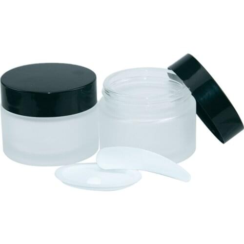 10Pcs 50g Frosted Vitreous Face Cream Bottle Black Plastic Lid Delicate Gifts Cosmetics Jar Skin Care Products Vial