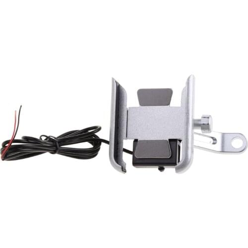 12V 360° Bicycle Waterproof Motorcycle Mirror Phone Mount Holder with USB Charger For Samsung 4-6.5inch Mobile Cell Phone